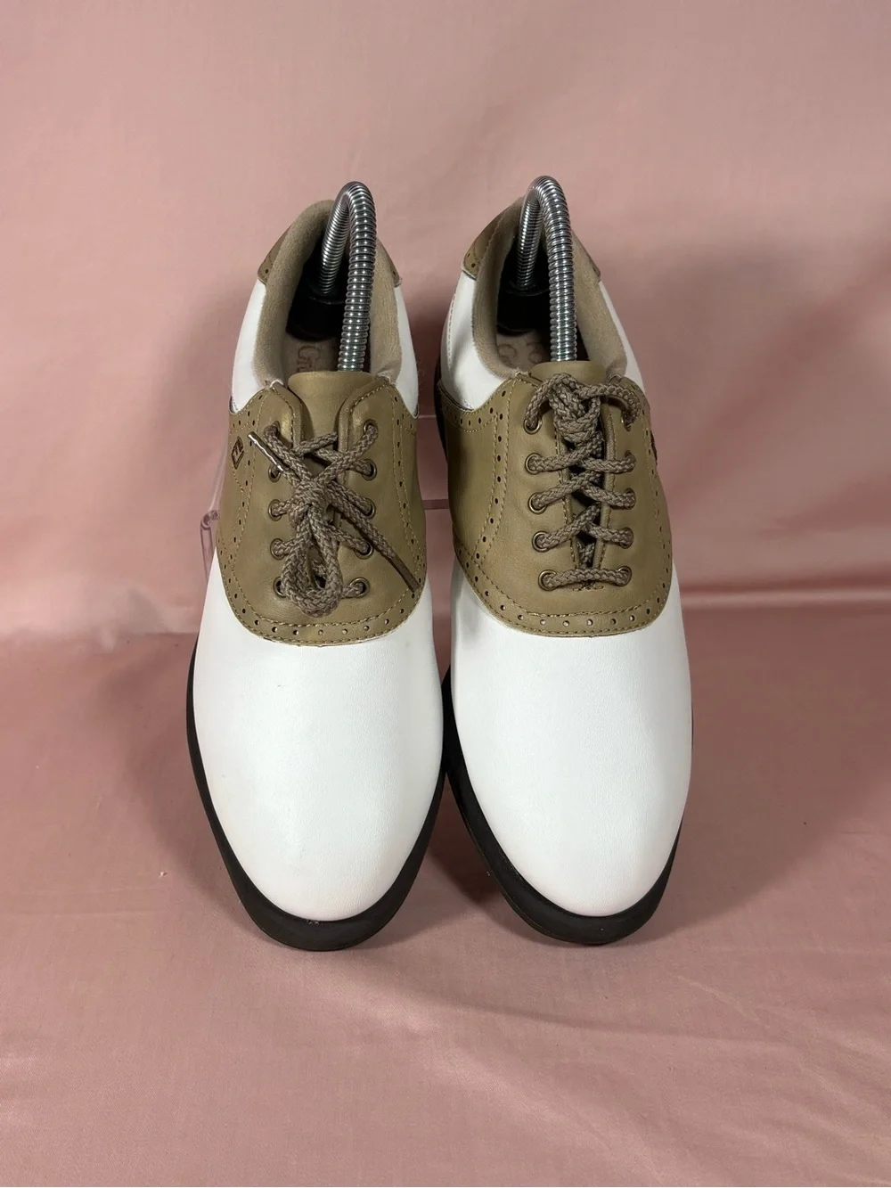 FootJoy GreenJoys Women's White/Tan Saddle Golf Shoes Size 7M